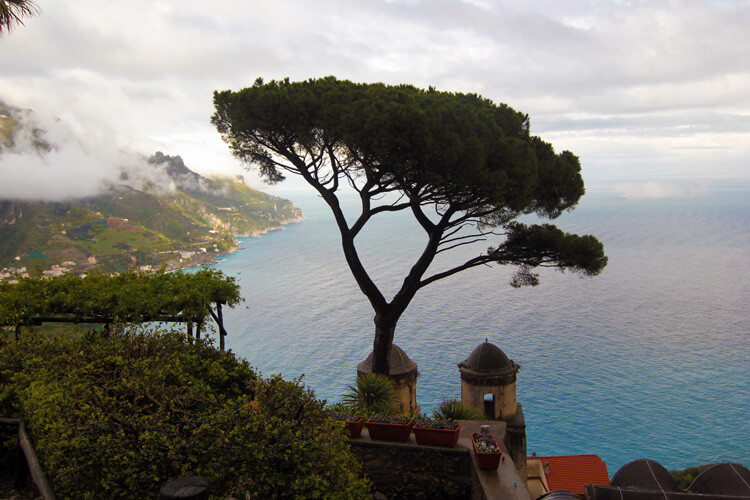 The view down on to the Amalfi Coast from Villa Rufolo