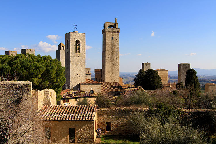 The seven towers of San Gimignano as seen from the fortress