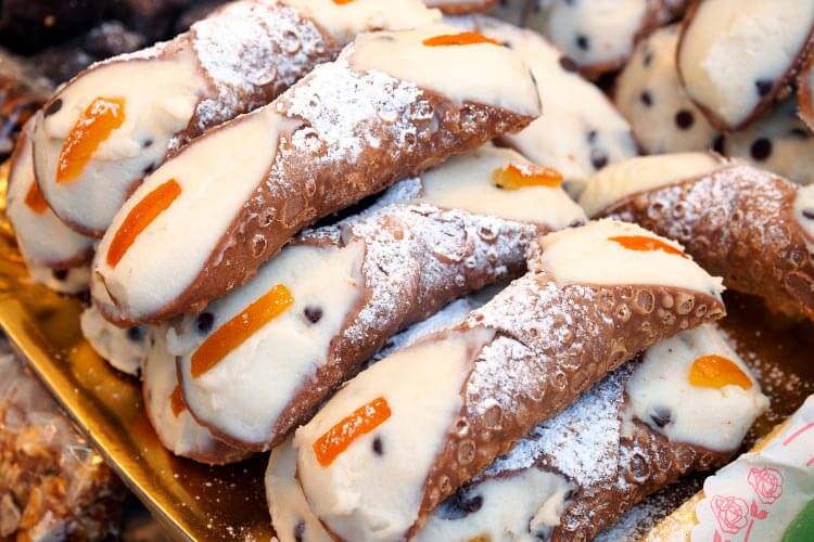 A display of cannoli in Italy