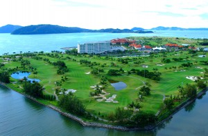 View of golf course from behind