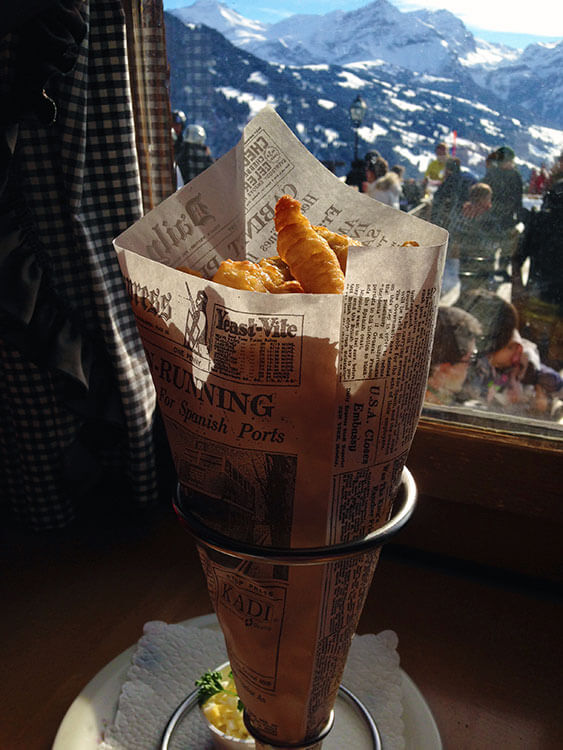 Fish and chips with a view at Eggli Mountain Restaurant