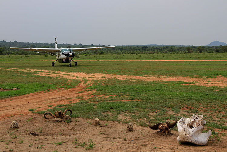 Our SkySafari by Elewana Cessna Caravan plane landing at Kuro Airstrip in Tarangire
