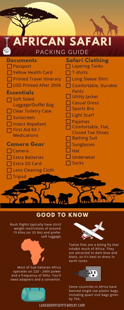 African Safari Packing List Printable Checklist