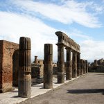 Columns line the pedestrian street of the Forum in Pompeii