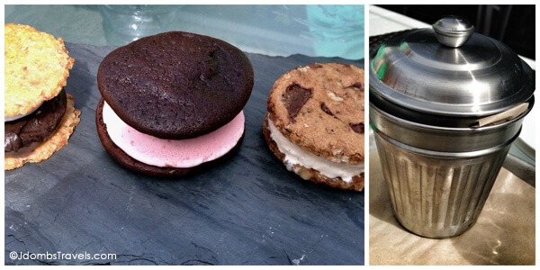 Trio of ice cream sandwiches and bucket of bonbons at Ritz Carlton Chicago