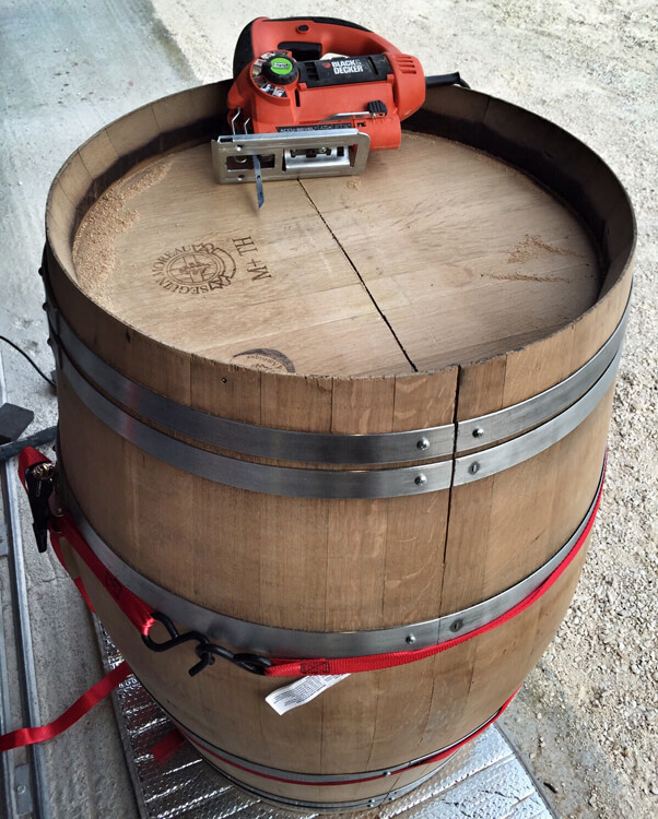 diy whiskey barrel coffee table