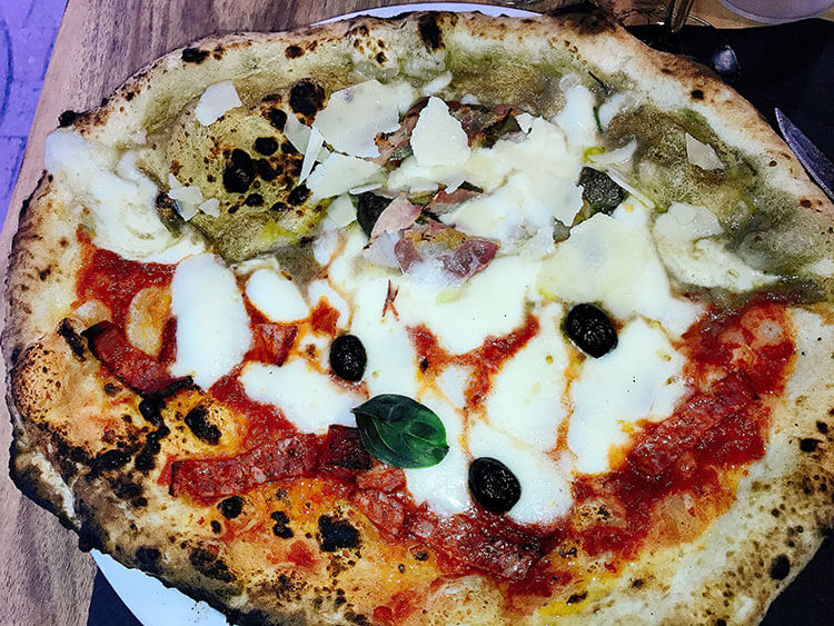 Half and half Neopolitan pizza at Restaurant Pizzeria Masaniello