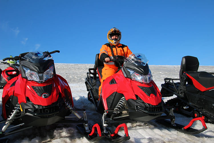 Langjokull glacier snowmobiling, Iceland