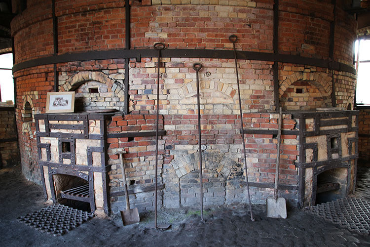 The kiln and tools used to stoke the fire