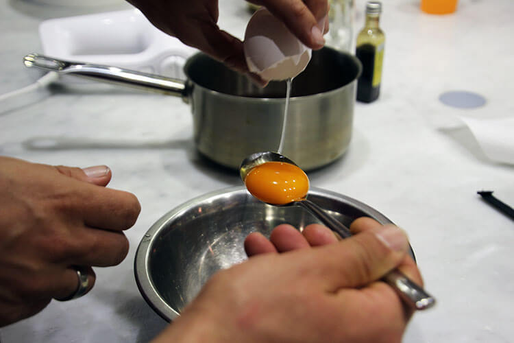 Separating the whites and yolks of eggs