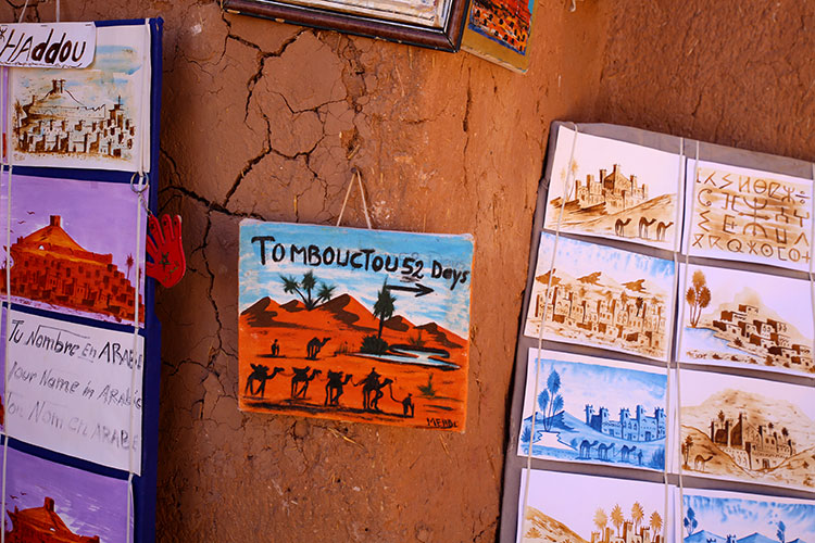 Paintings for sale in a shop in Ait-Ben-Haddou