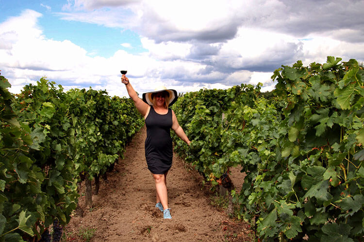 Jennifer wearing the Columbia Anytime Casual Dress in black at Chateau