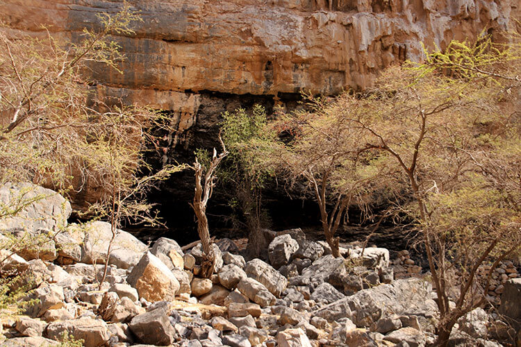 A black part of the canyon wall indicates where a waterfall used to pour from the rock