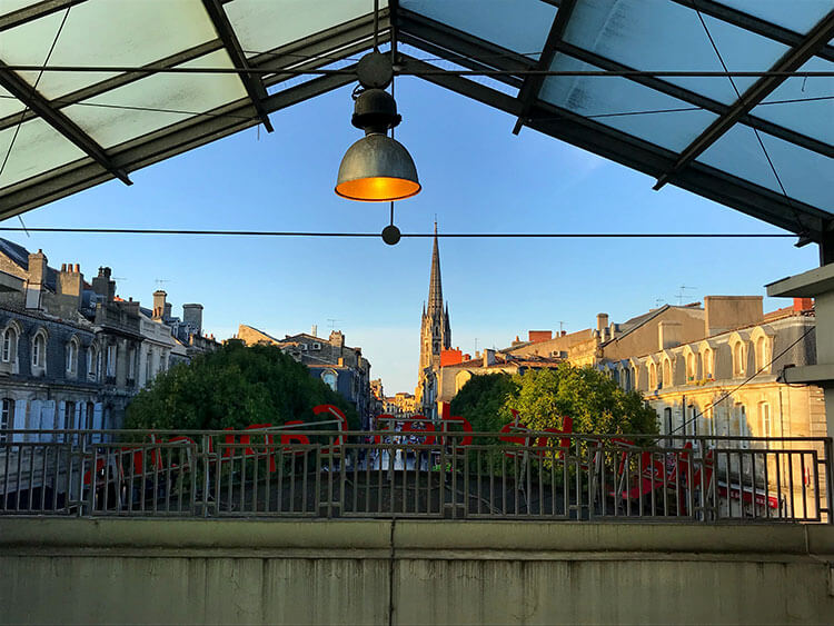 Looking out at the St Michel quartier from the Marché des Capucins