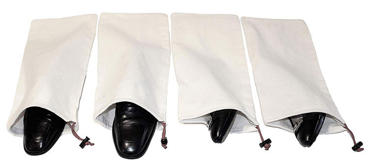 Four Earthwise Shoe Storage Bags showing a pair of men's shoes and a pair of women's shoes