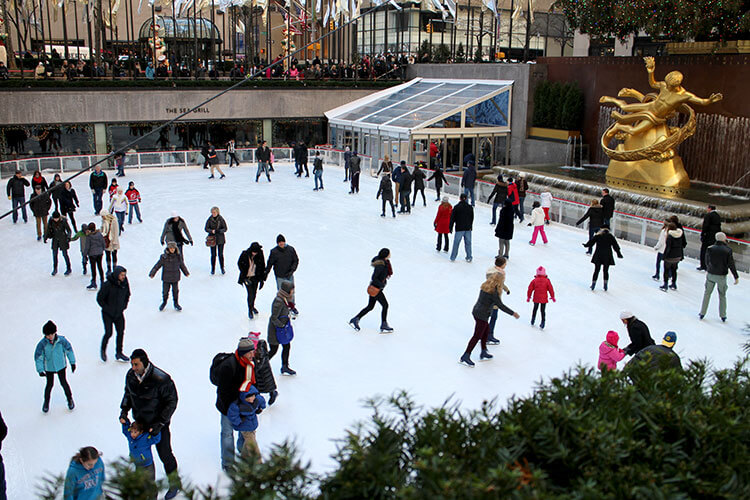 Skaters whirl around the Rink at Rockefeller Center