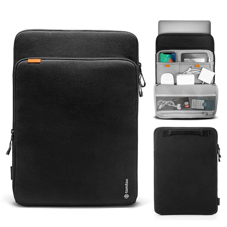 tomtoc 15" Cordura top zip laptop sleeve for MacBook Pro in black