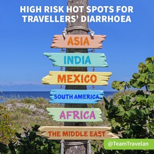 List of high risk destinations for traveler's diarrhea