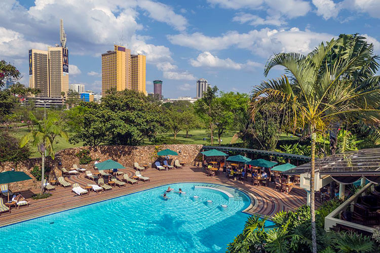 The pool and gardens at Nairobi Serena Hotel