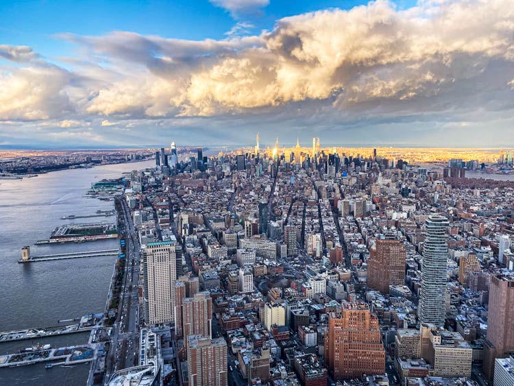 The view up toward Central Park from One World Observatory