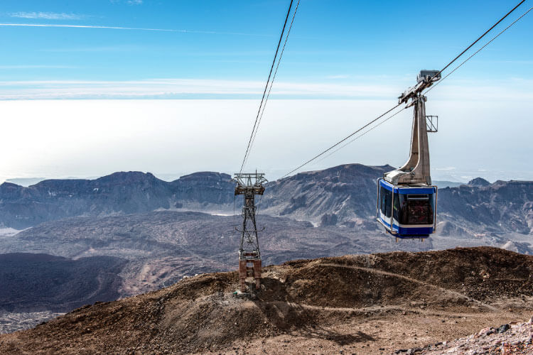 The Teleférico del Teide cable car passes by as we ride it back down Mount Teide