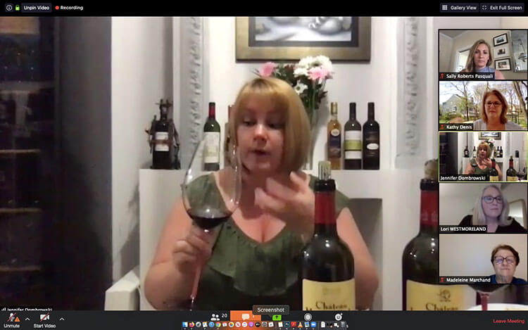 Jennifer describing the wine during the Virtual Wine Tasting with Château Léoville Poyferré