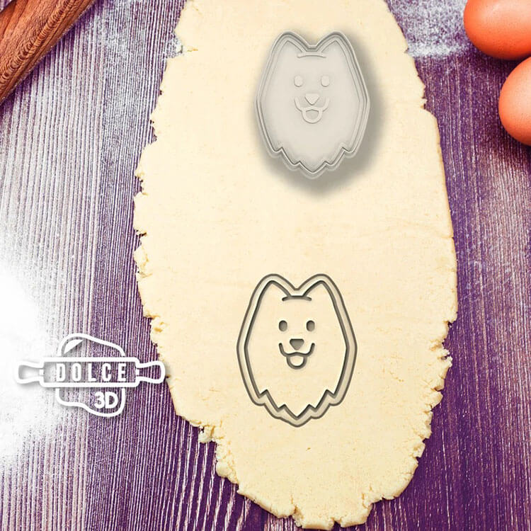 Samoyed face cookie cutter from Dolce3D