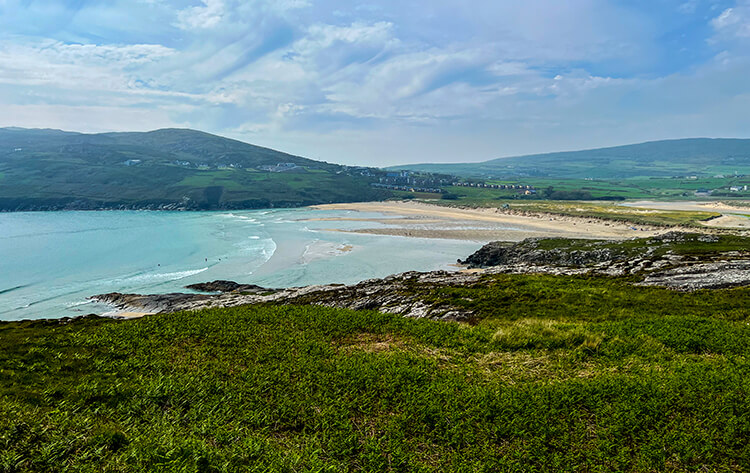 A panoramic view over the sand dunes of Barley Cove in West Cork, Ireland