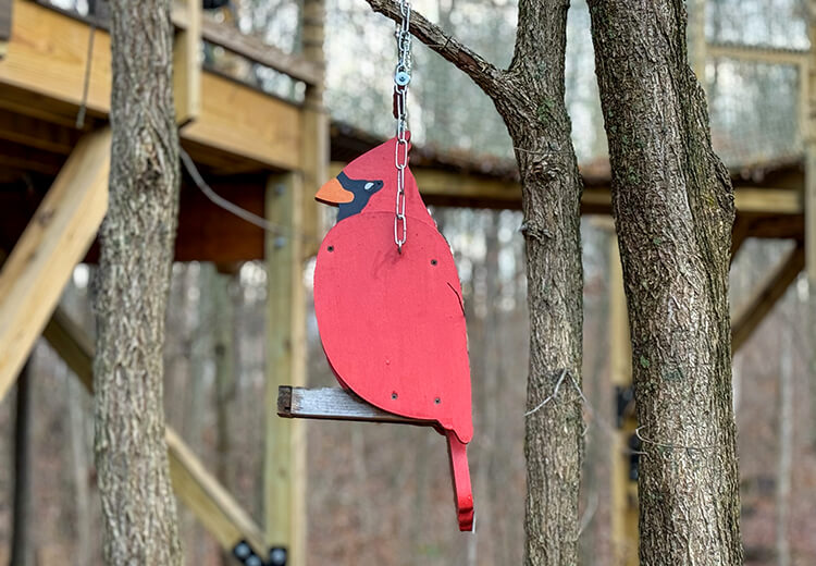 Lake Erie Treehouses has tons of little details, like these cardinal bird feeders