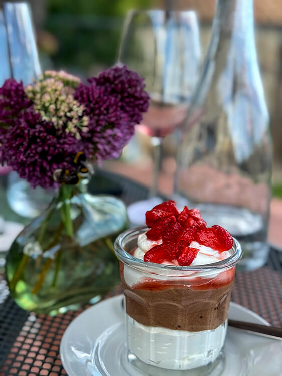 Panna cotta with strawberries for a sweet finish at Querceto di Castellina